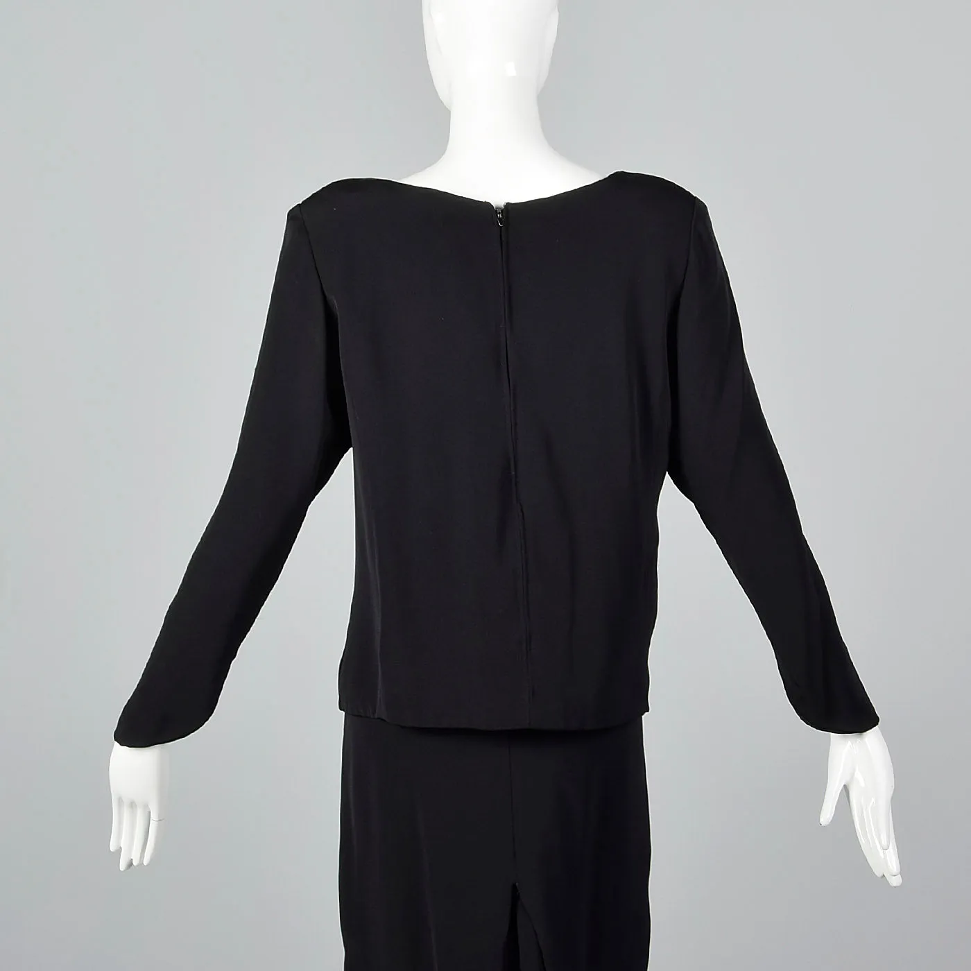 1980s Galanos Two Piece Black Dress with Great Layers