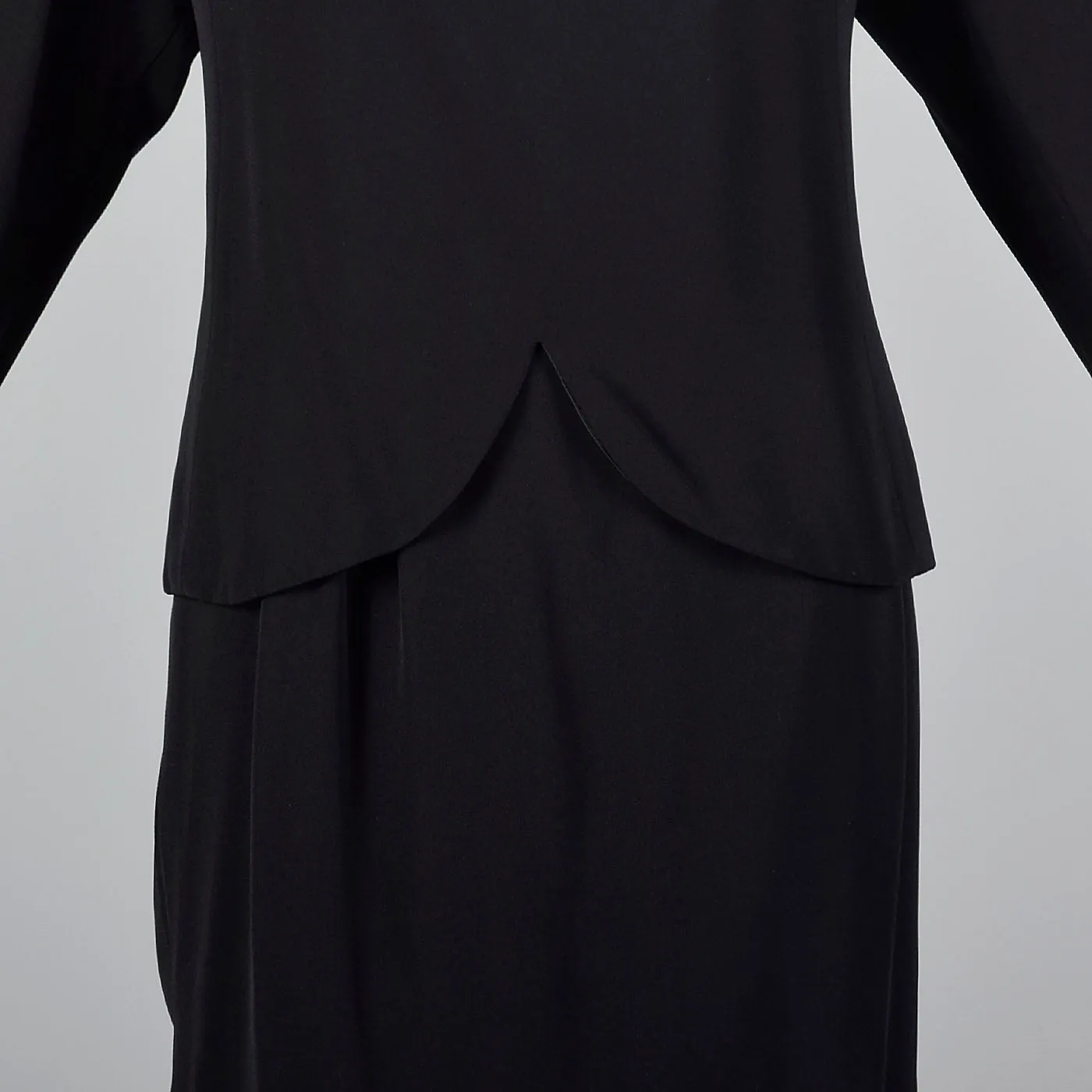 1980s Galanos Two Piece Black Dress with Great Layers