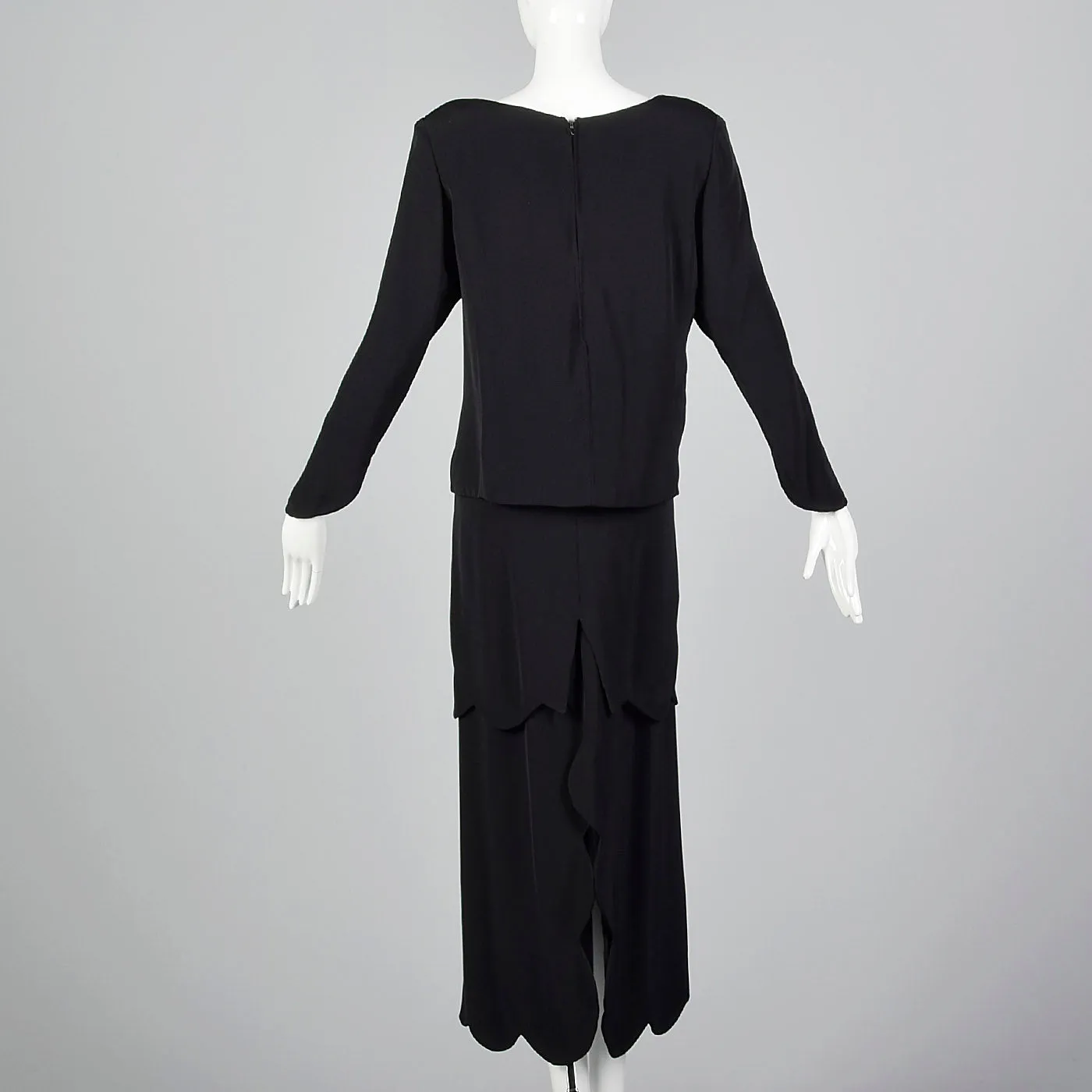 1980s Galanos Two Piece Black Dress with Great Layers