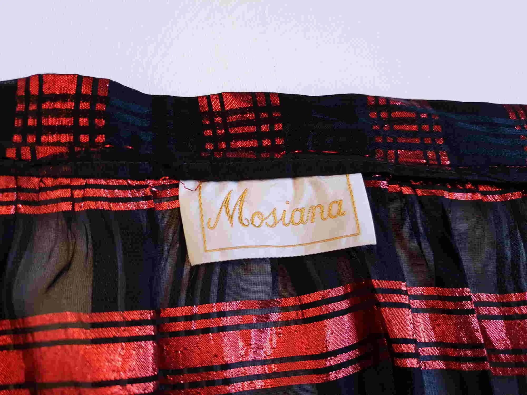 1980s Red & Black Sheer Lurex Wrap Over Skirt, by Mosiana