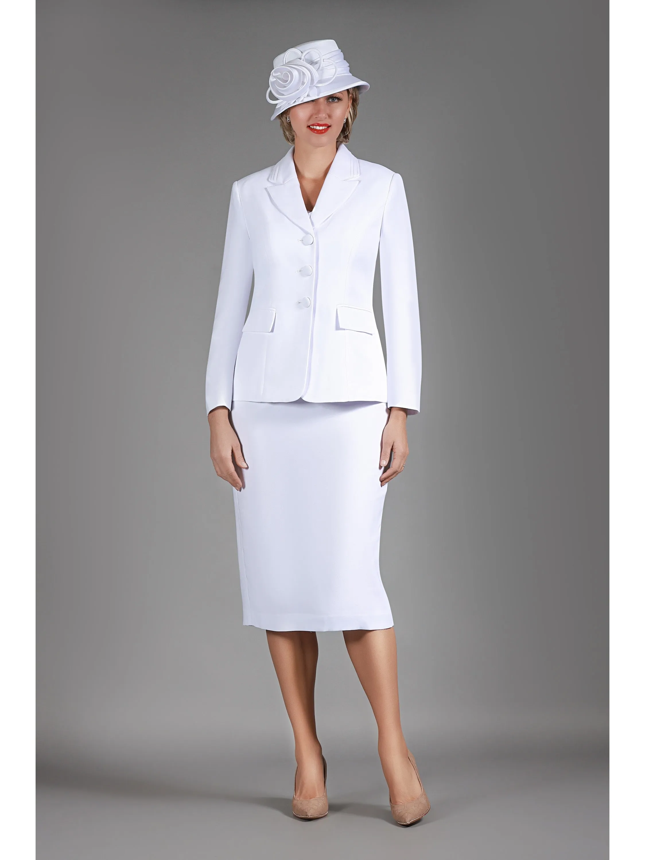 2pc Notch Layered Collar 3-Button Skt Suit-Plus