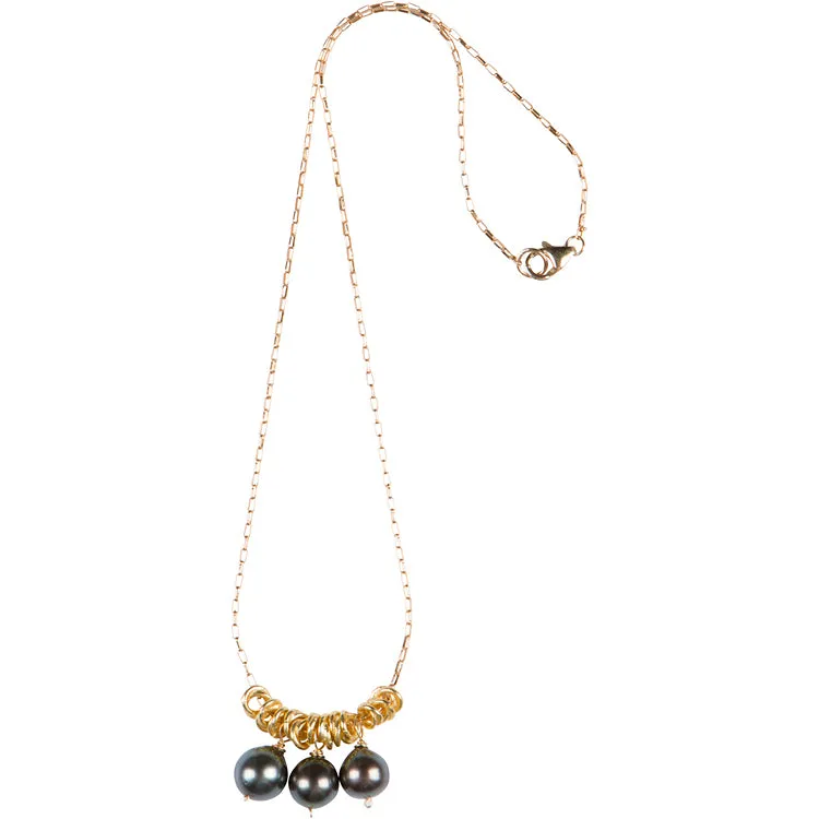 3 Tahitian Pearl drop Necklace