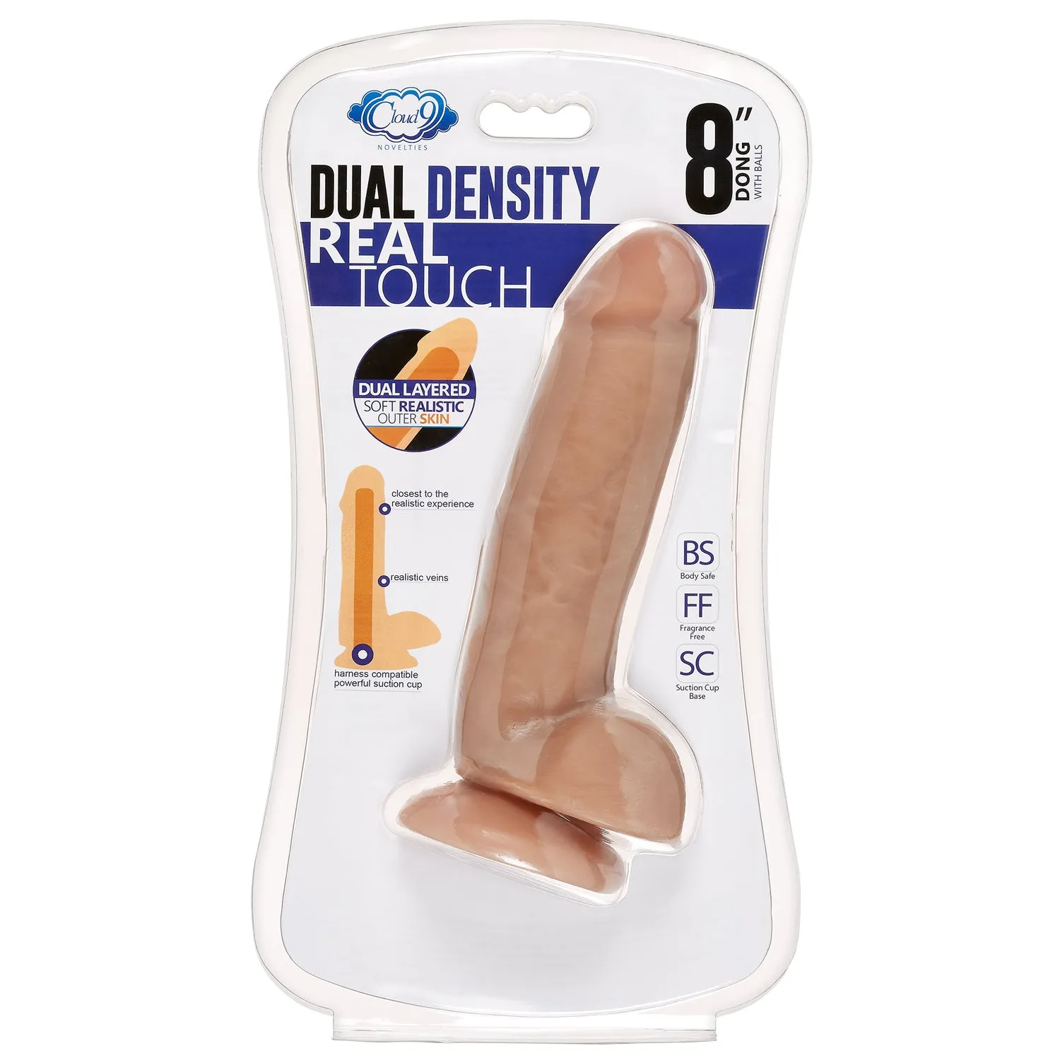 8" Dual Density Real Touch Thick With Realistic Painted Veins and Balls - Tan