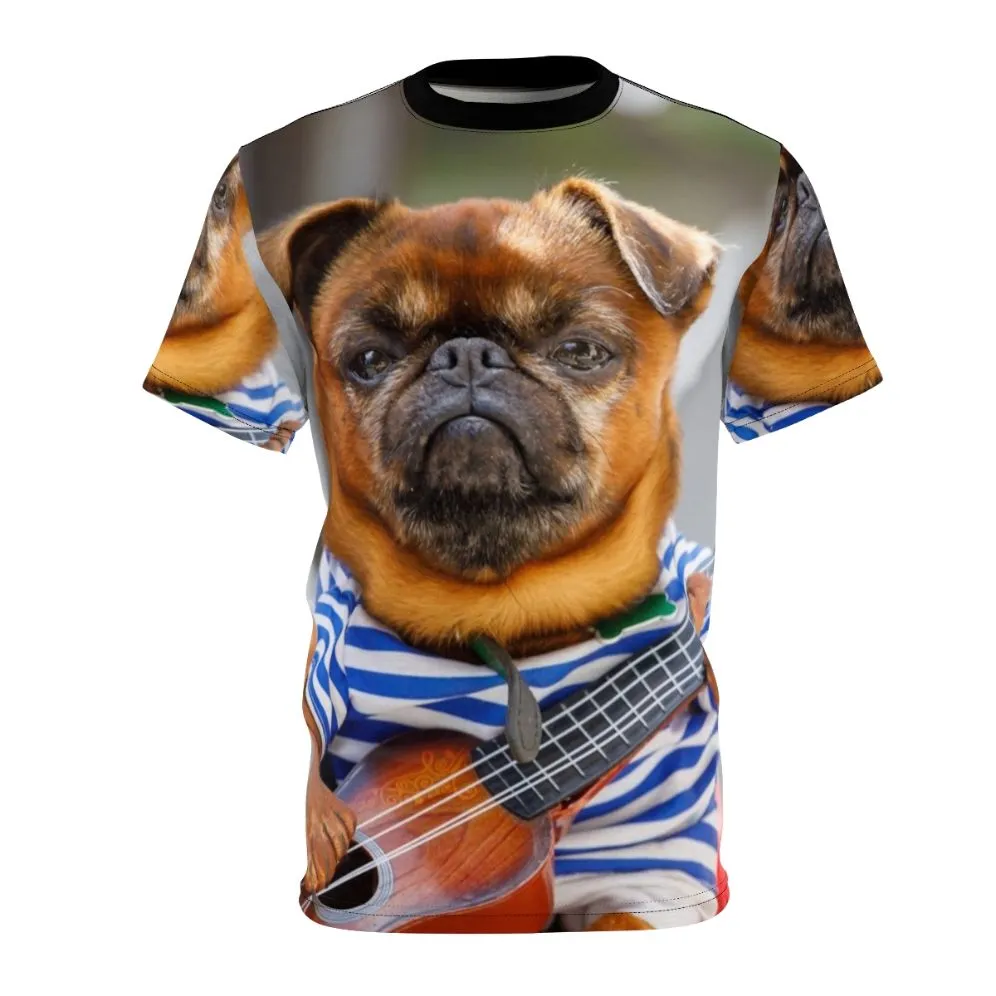 Adorable Pug Dog Playing Guitar T-Shirt for Dog Lovers