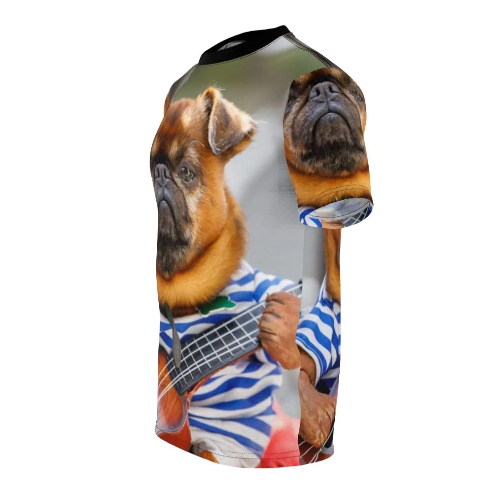 Adorable Pug Dog Playing Guitar T-Shirt for Dog Lovers