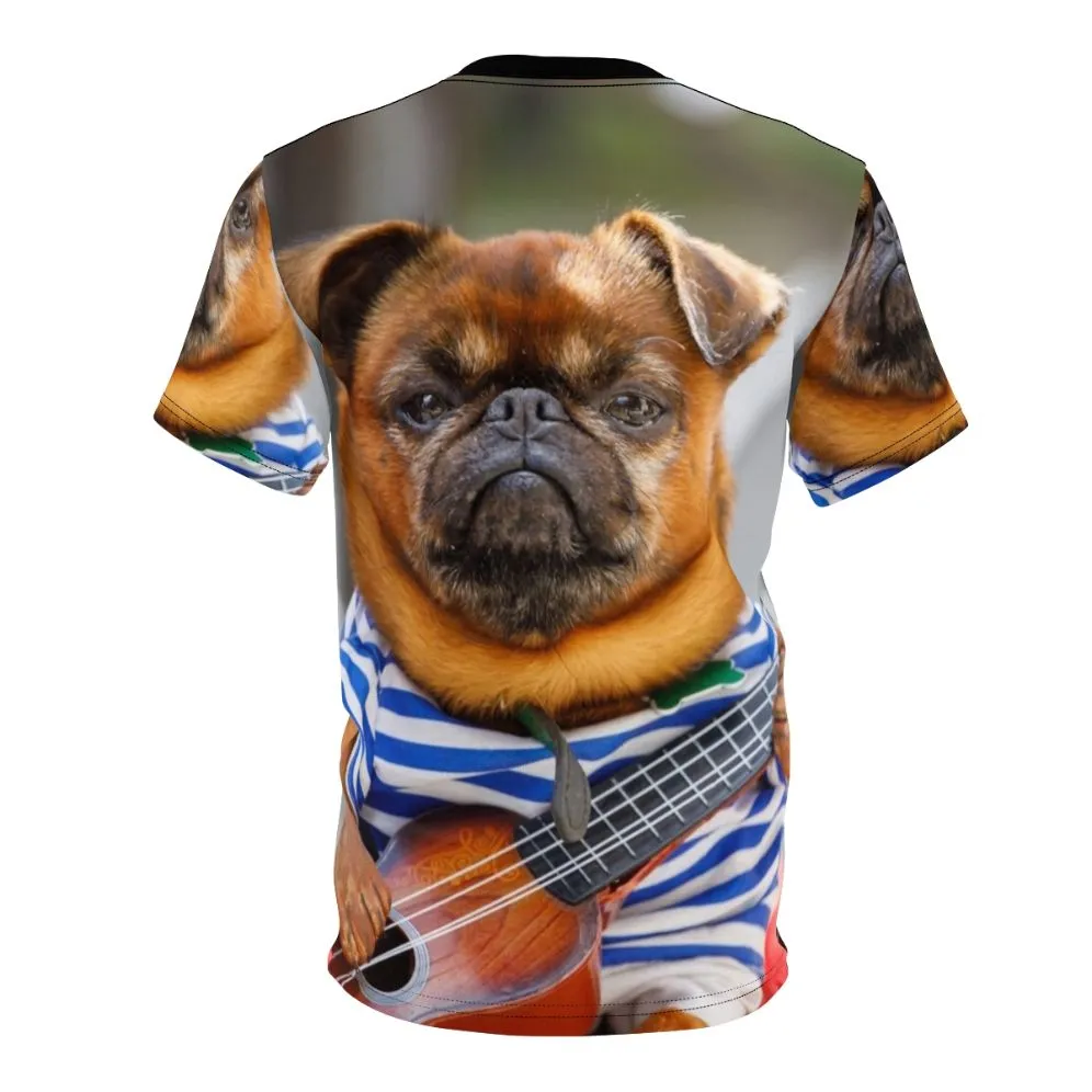 Adorable Pug Dog Playing Guitar T-Shirt for Dog Lovers