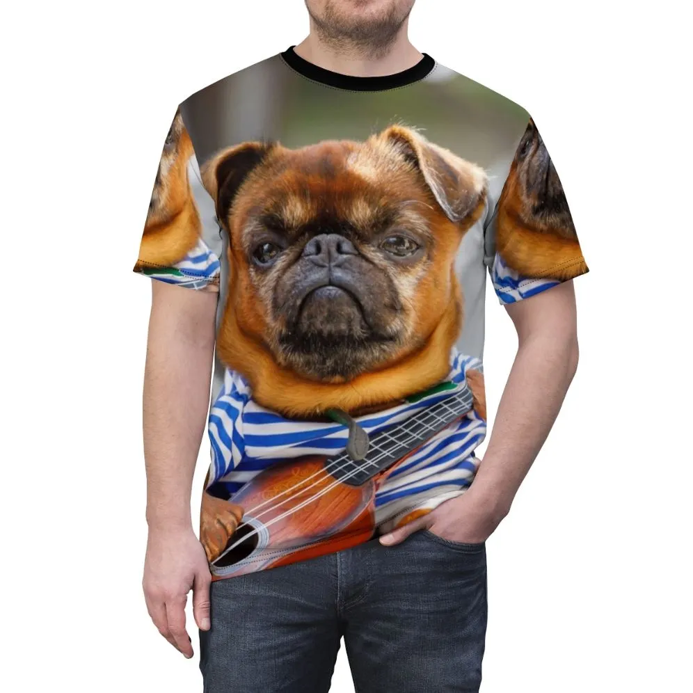 Adorable Pug Dog Playing Guitar T-Shirt for Dog Lovers