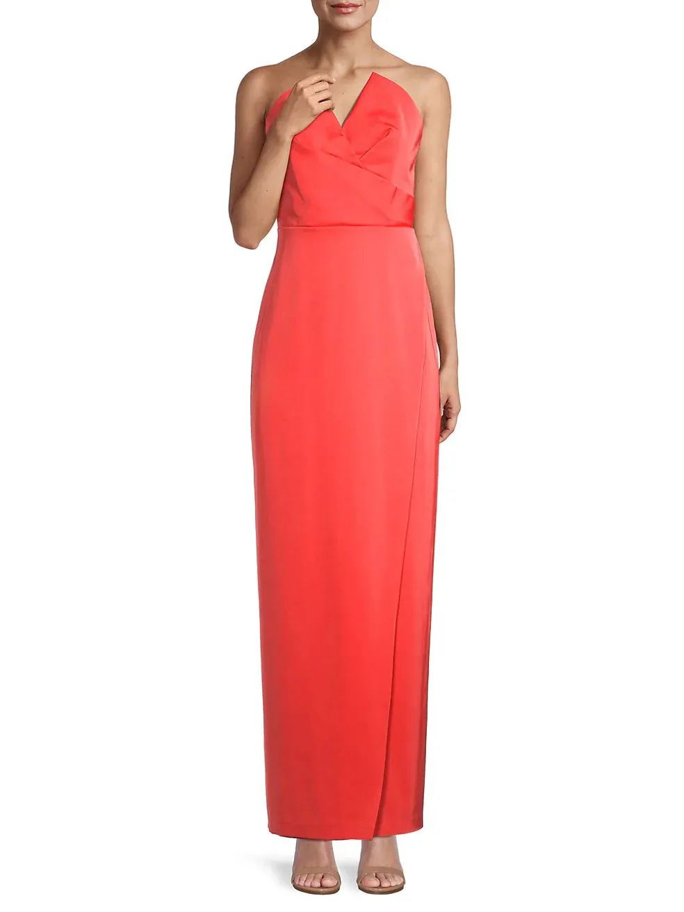 Aidan by Aidan Mattox Strapless Satin Column Gown