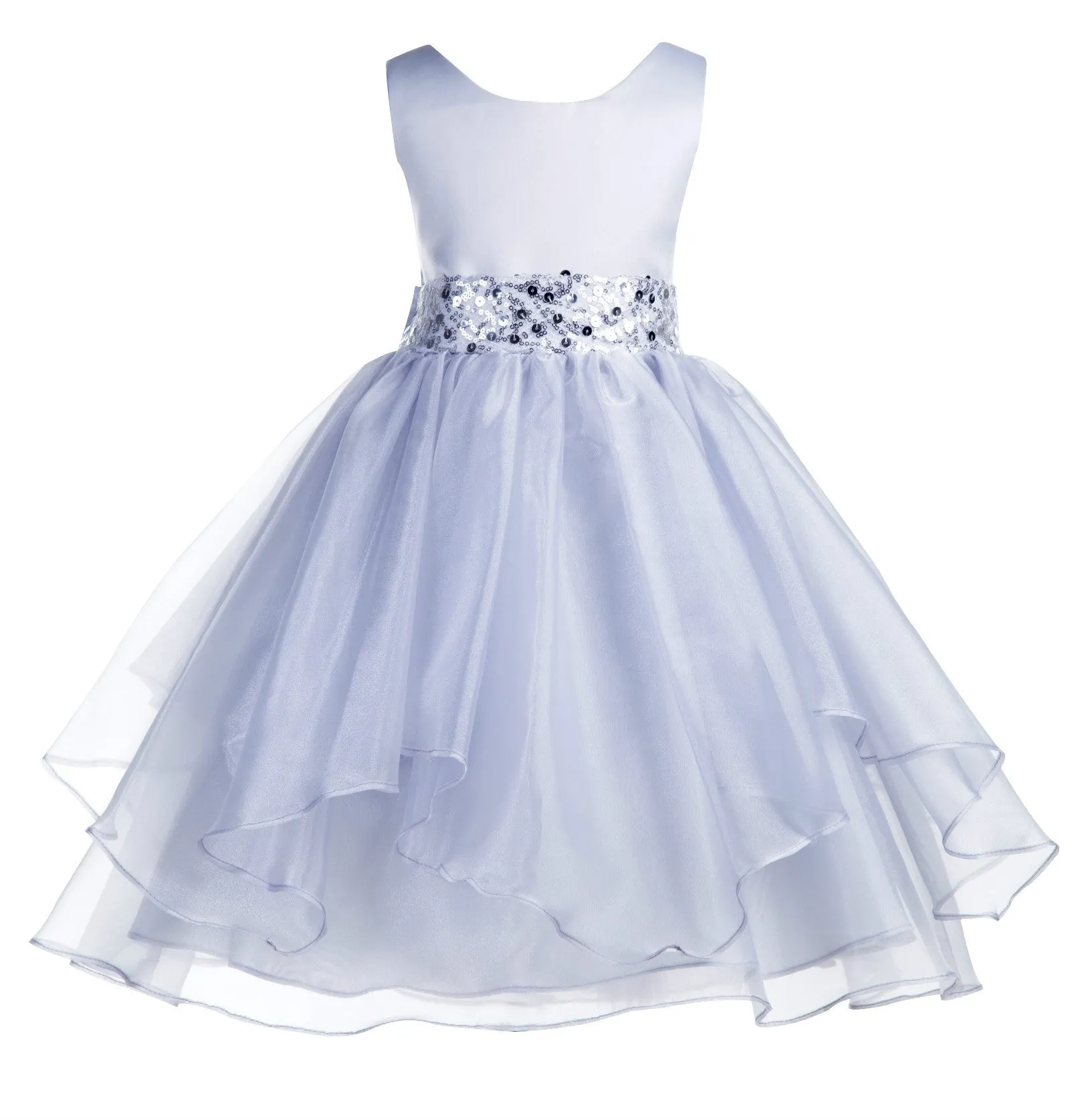 Asymmetric Ruffled Organza Sequined Flower Girl Dress 012S