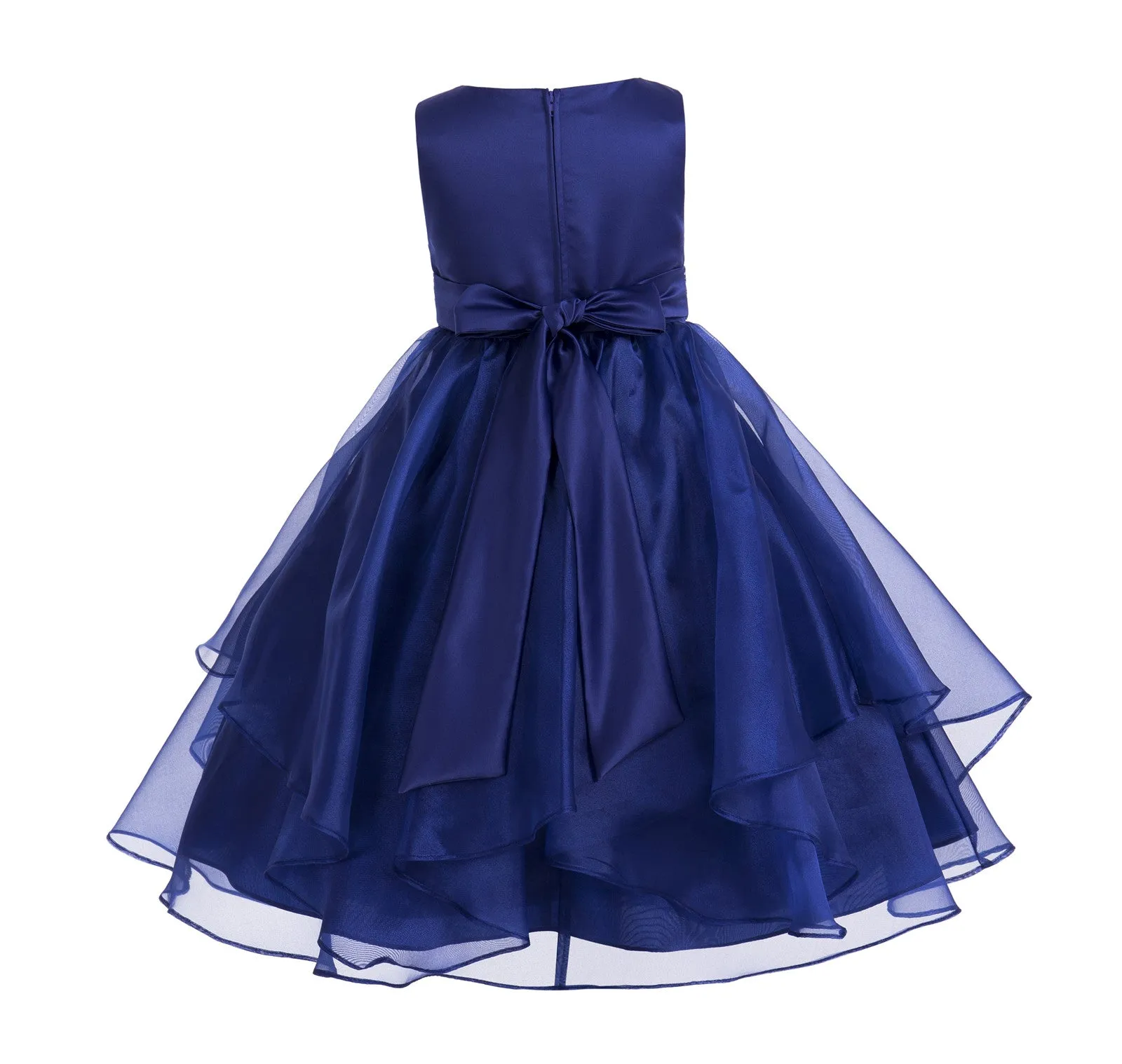 Asymmetric Ruffled Organza Sequined Flower Girl Dress 012S