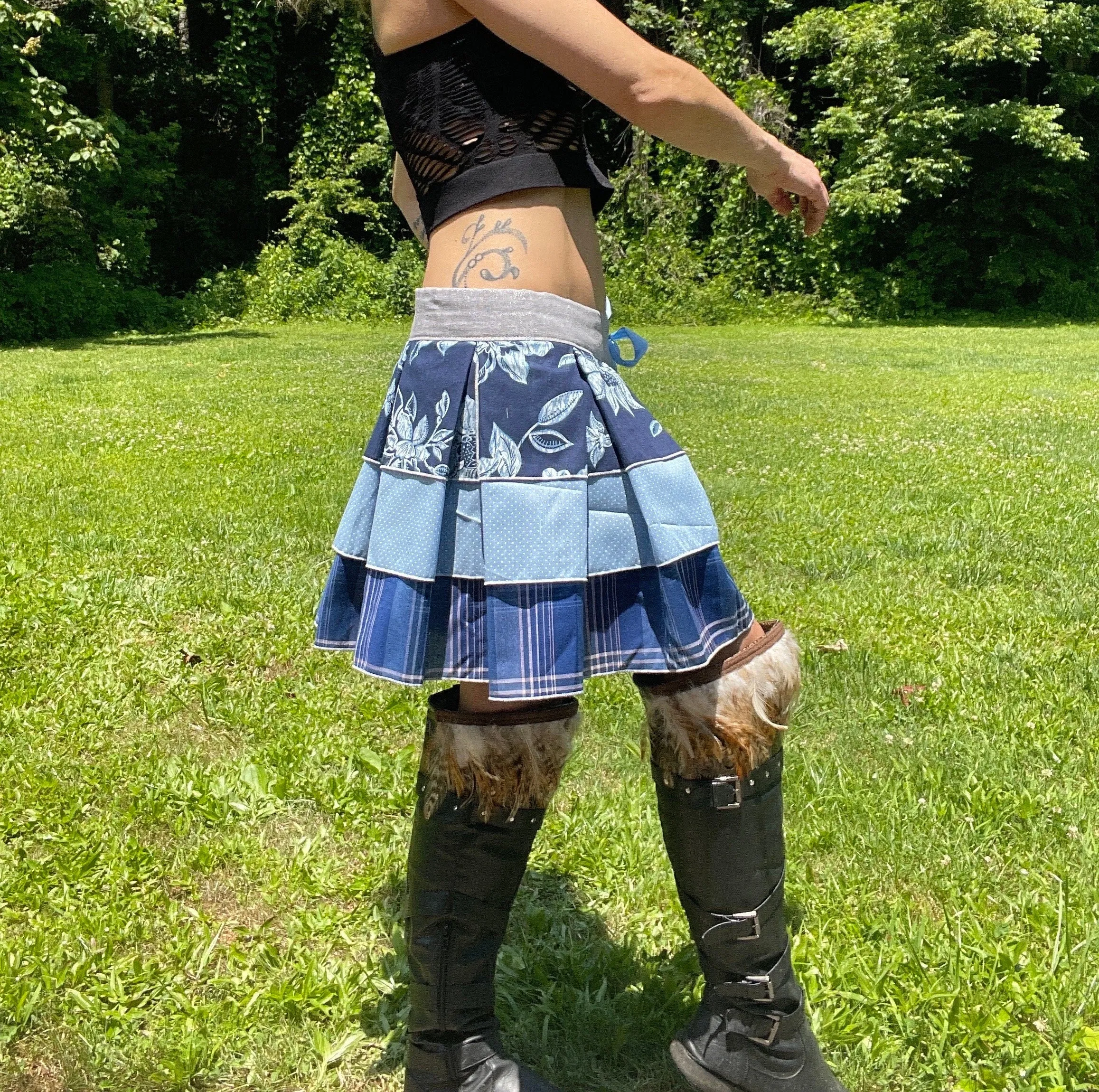 Bargain Alert! Defective Blue Bustle Skirt with Festival Belt - Perfect for DIY Creativity