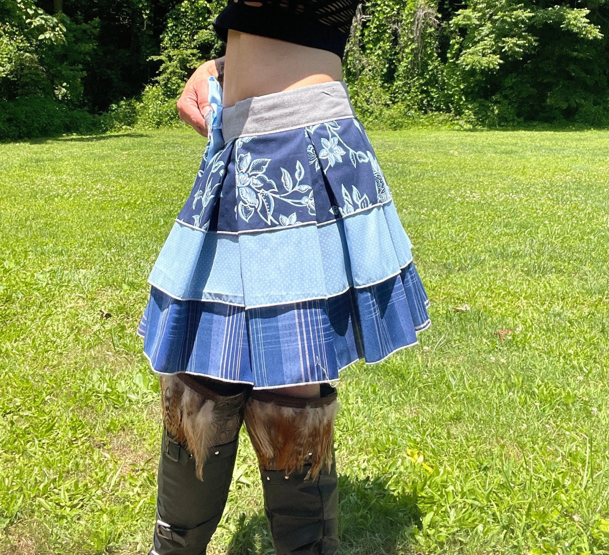 Bargain Alert! Defective Blue Bustle Skirt with Festival Belt - Perfect for DIY Creativity