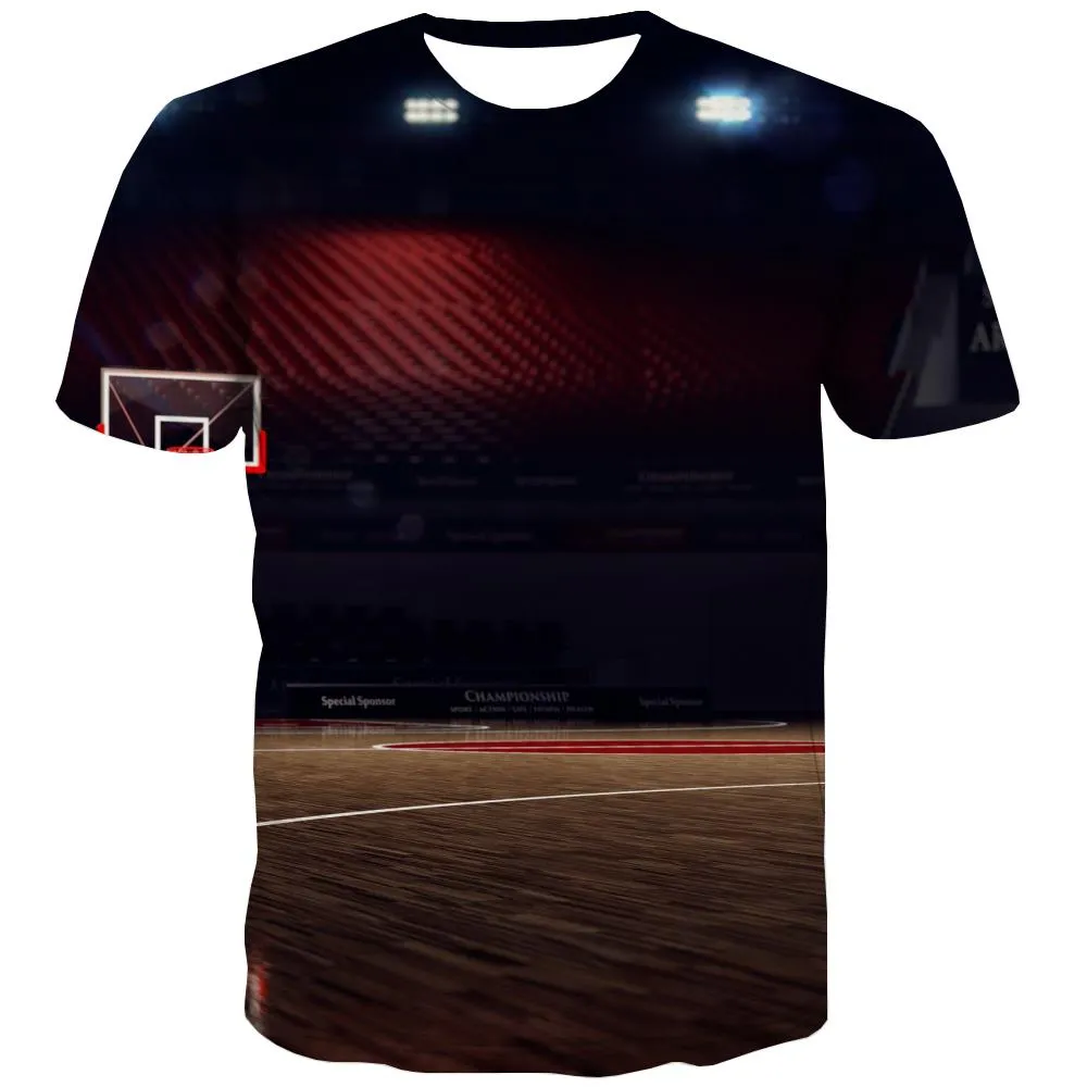 Basketball T shirts Men Night View T shirts Funny Galaxy Shirt Print City Tshirts Novelty