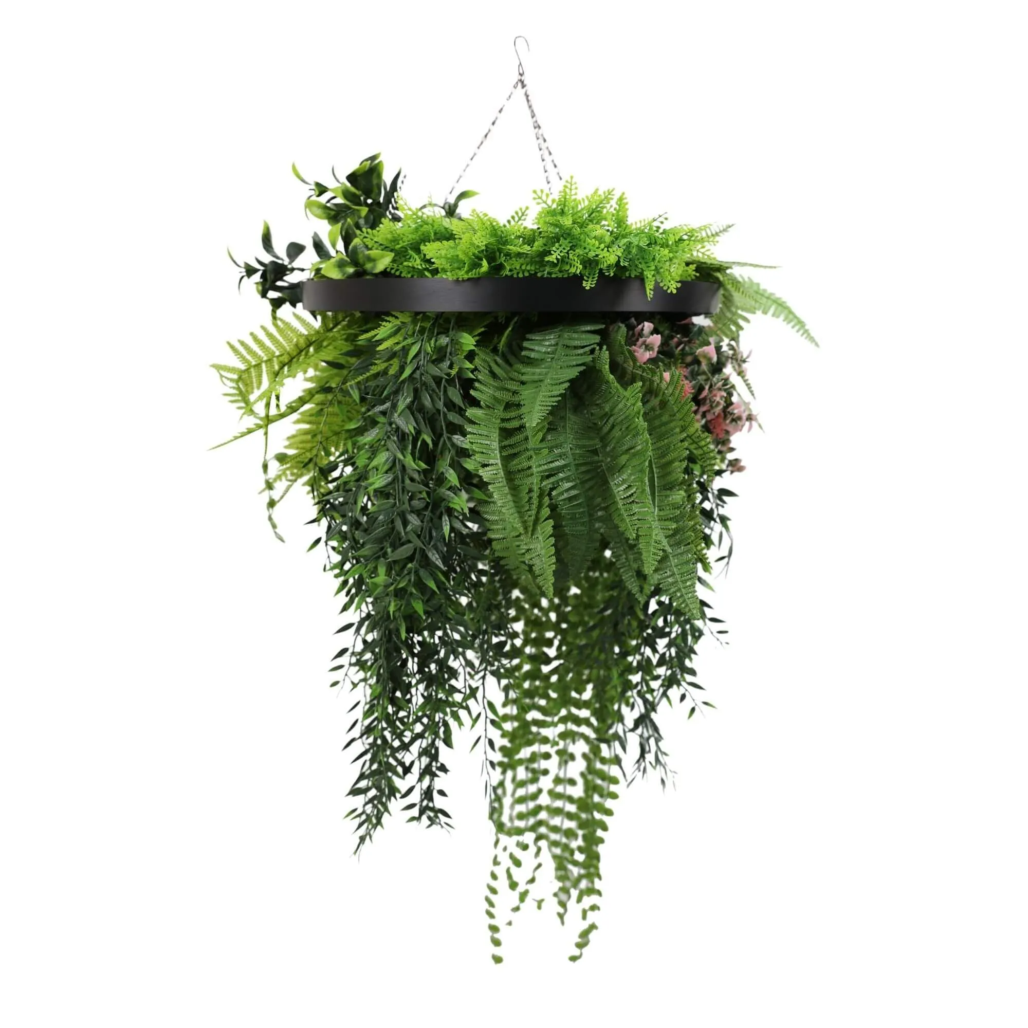 Black Artificial Hanging Green Wall Disc 40cm UV Resistant