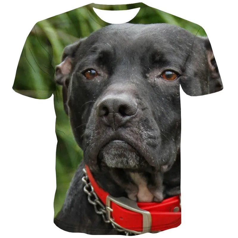 black dog shirt 3D tshirt Cute animal big Smart dogs Cool art costume male