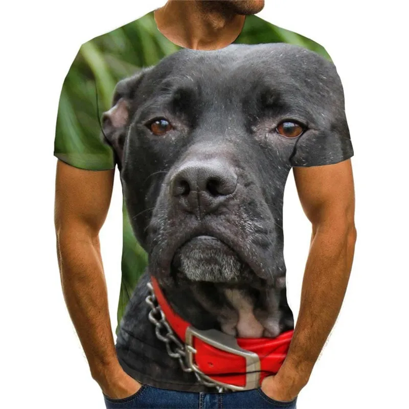 black dog shirt 3D tshirt Cute animal big Smart dogs Cool art costume male