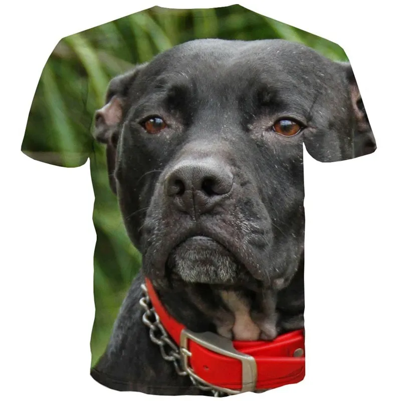 black dog shirt 3D tshirt Cute animal big Smart dogs Cool art costume male