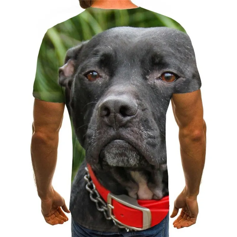 black dog shirt 3D tshirt Cute animal big Smart dogs Cool art costume male