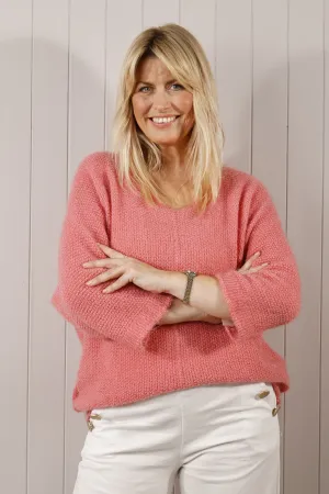 Bryony Brushed Knit Jumper Flamingo