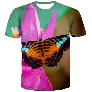 Butterfly T-shirt Men Flower T-shirts 3d Colorful T-shirts Graphic Funny Shirt Print Street Tshirts Casual Short Sleeve Fashion