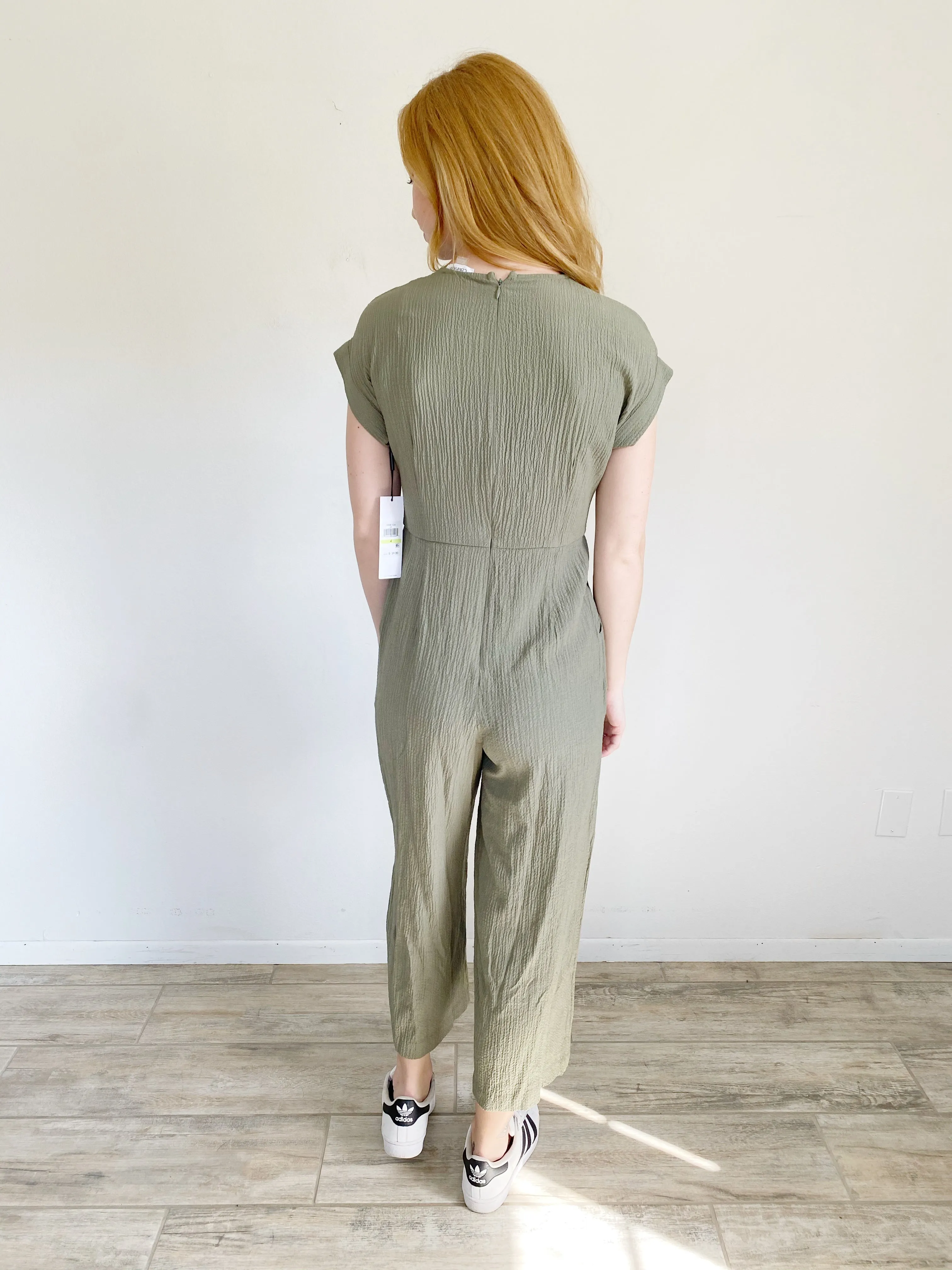 Calvin Klein Cropped Olive Jumpsuit NWT 4