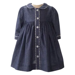 Chambray Long Sleeve Button-Front Dress