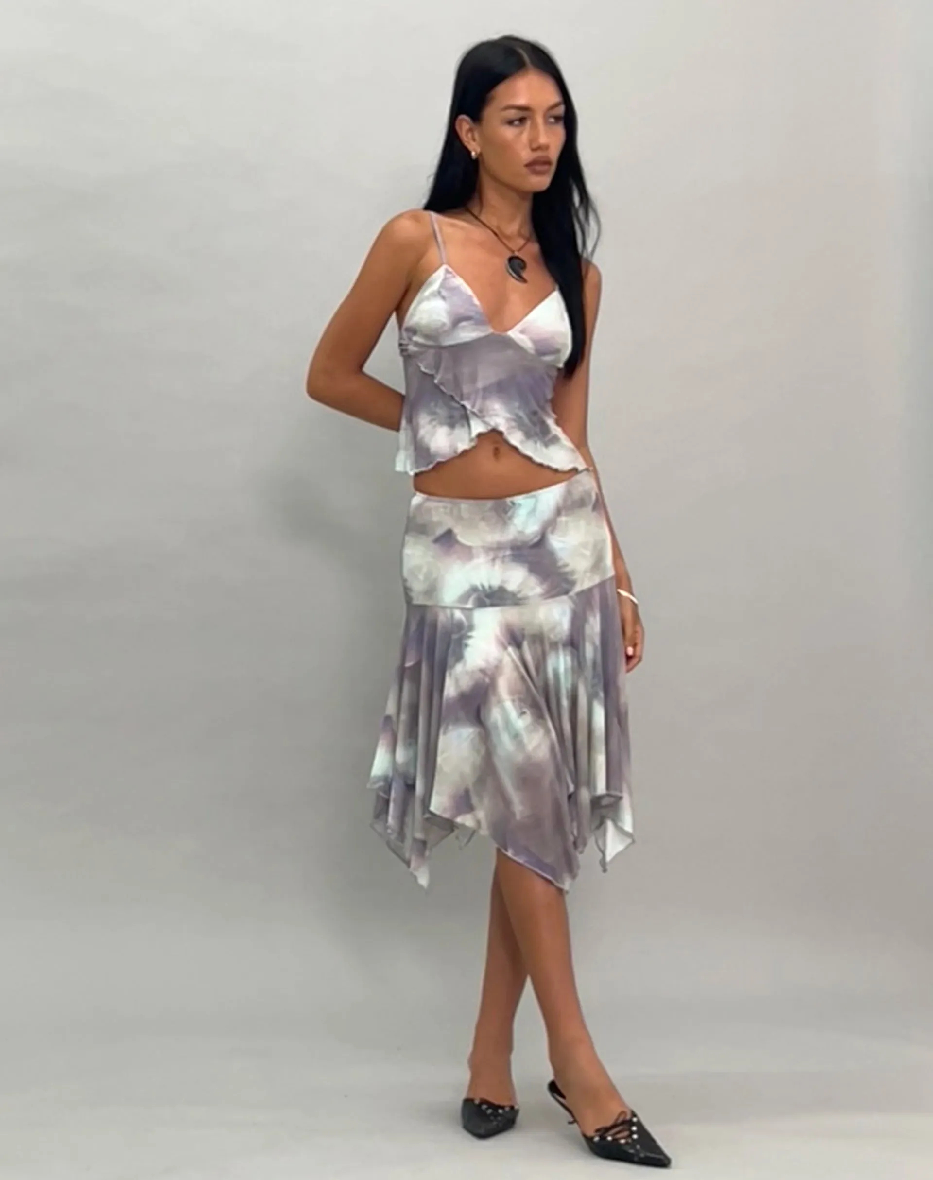 Cojira Mesh Butterfly Top in Printed Pearly Shell