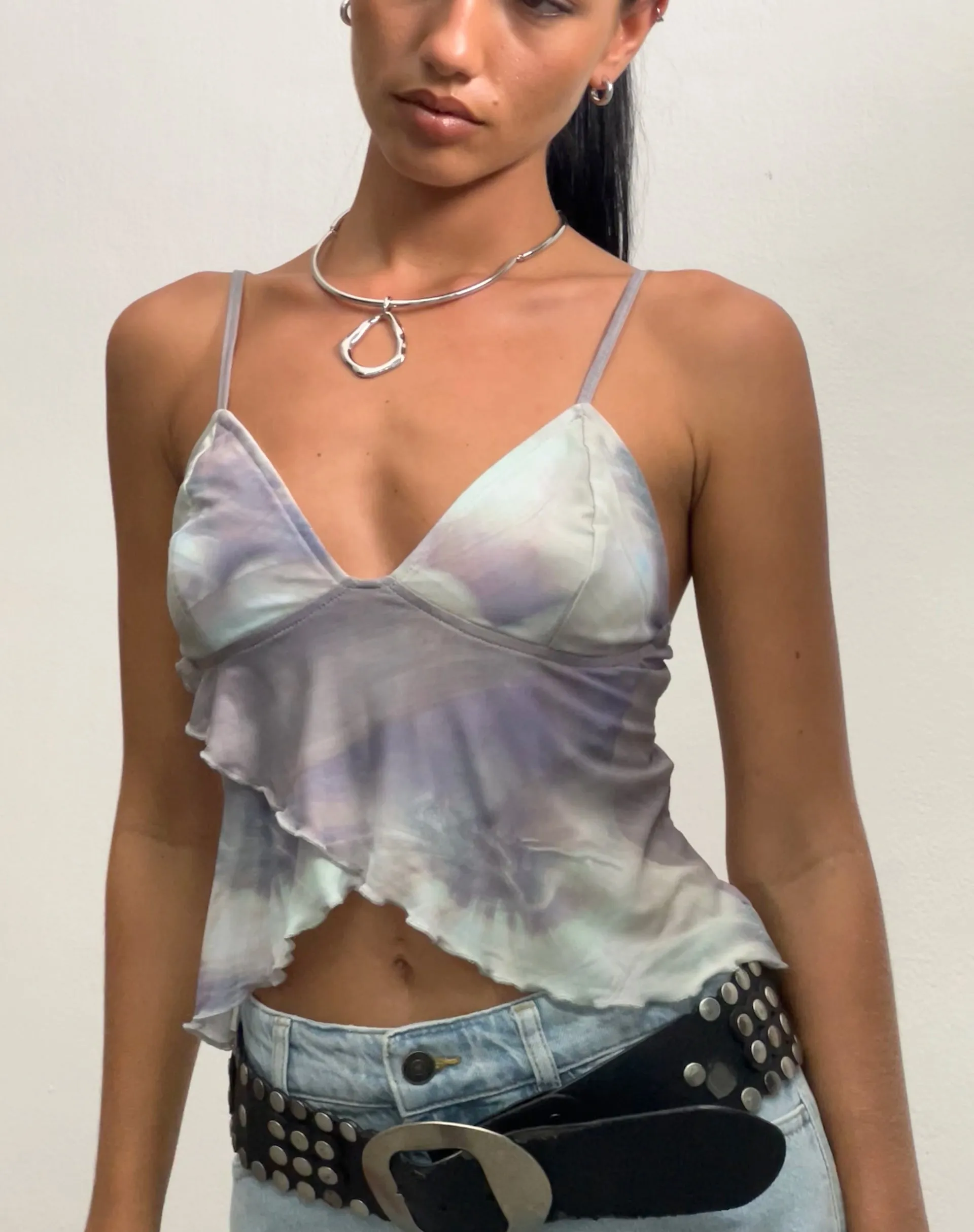 Cojira Mesh Butterfly Top in Printed Pearly Shell