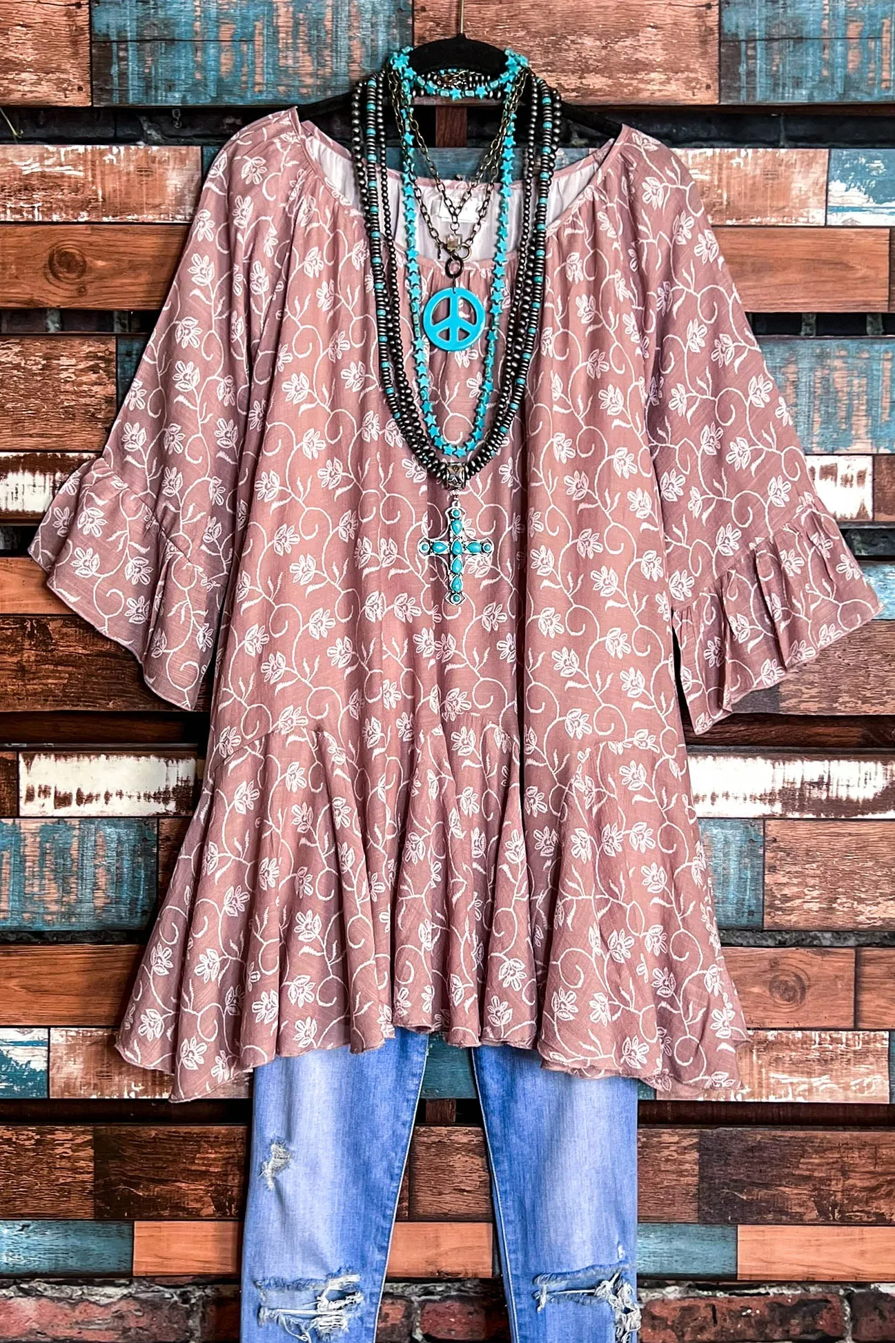 Comfy Style Boho Swing Comfy Tunic in Taupe