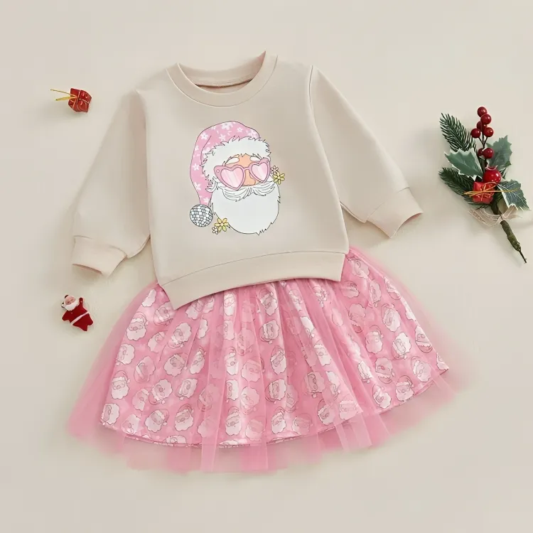 Cool Santa Pink Skirt Baby Set