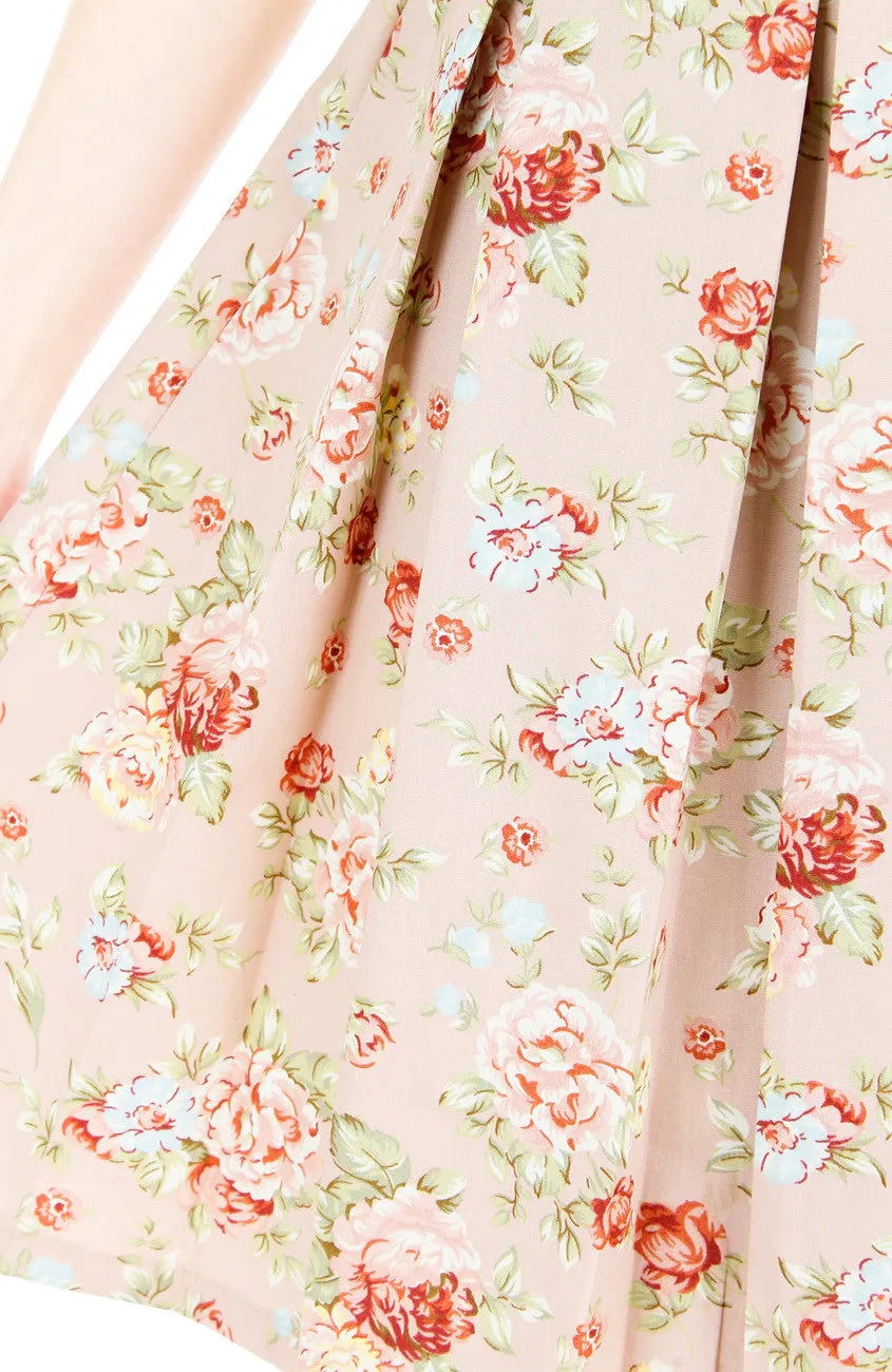 Delicate Rose Artisan Cheongsam Dress - Cream