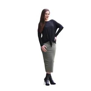 Double Layer No Slit Long Midi Pencil Skirt. Super Sexy Great Silhouette. Olive Green. Not See Thru. Lyrca for Stretch. Great for Modesty