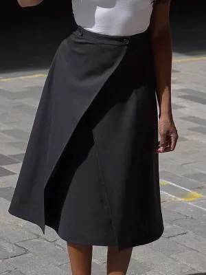 Double Layer Solid Color Elastic Waist A-Line Skirt