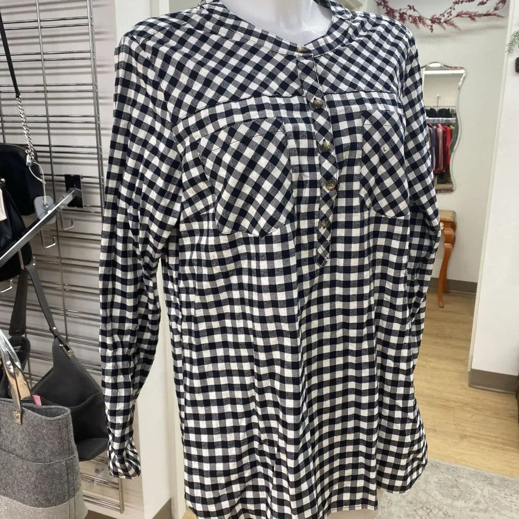 Eddie Bauer gingham print flannel tunic L