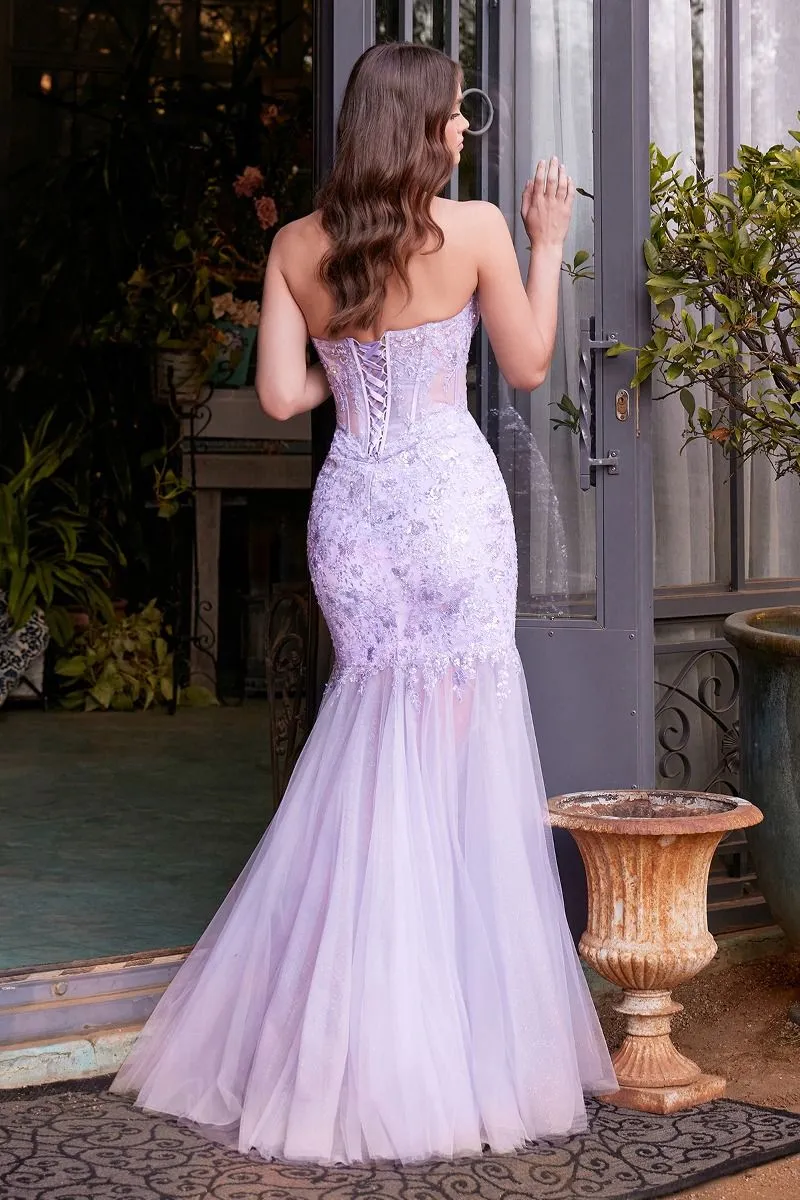 Elsie Sequin Floral Mermaid Maxi Gown (Lavender)