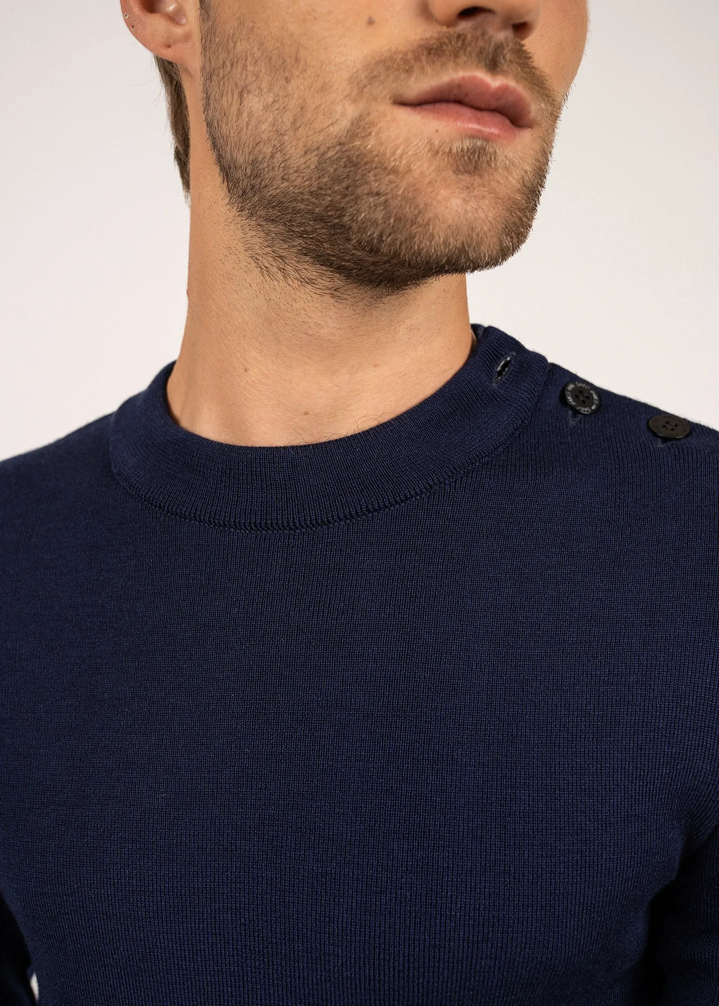 Estran wool sailor jumper - in thin knit, shoulder buttoning (INSIGNE)