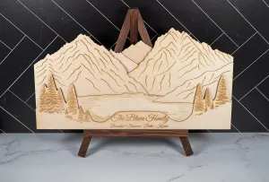 Family Mountains Wooden Commemorative Wall Art