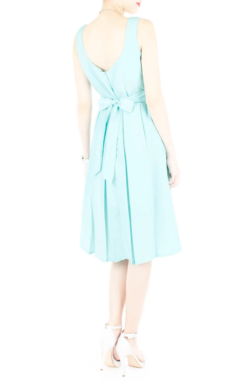 Forever Fanciful Flare Midi Dress with Bow Back  - Tiffany Blue