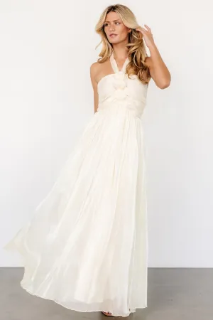 Frederica Halter Maxi Dress | Cream Shimmer