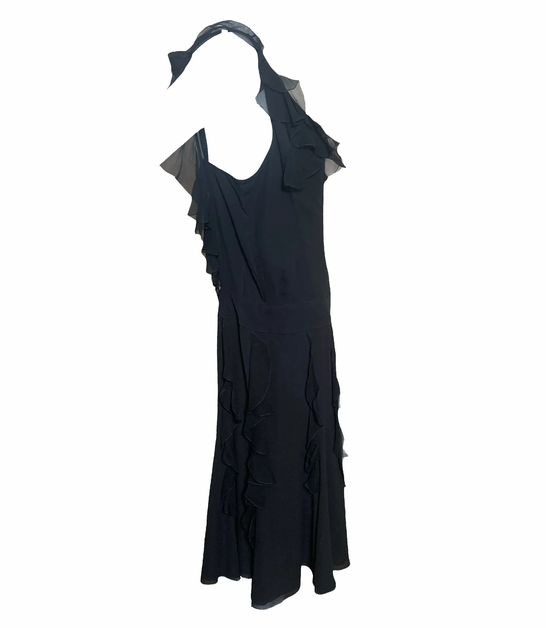 Galliano Black 30s Inspired Chiffon Dress