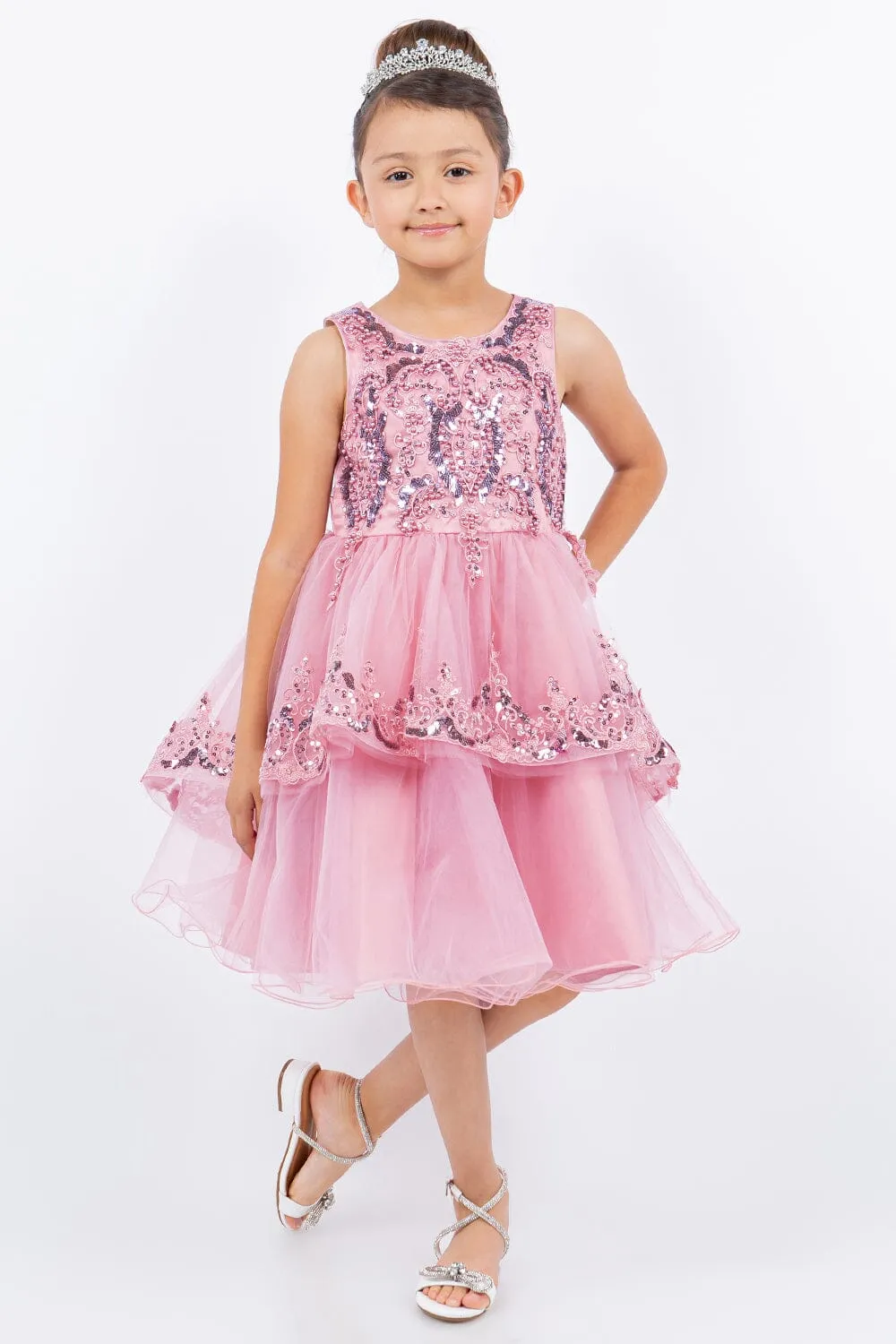 Girls Beaded Short Sleeveless Dress by Cinderella Couture 9132