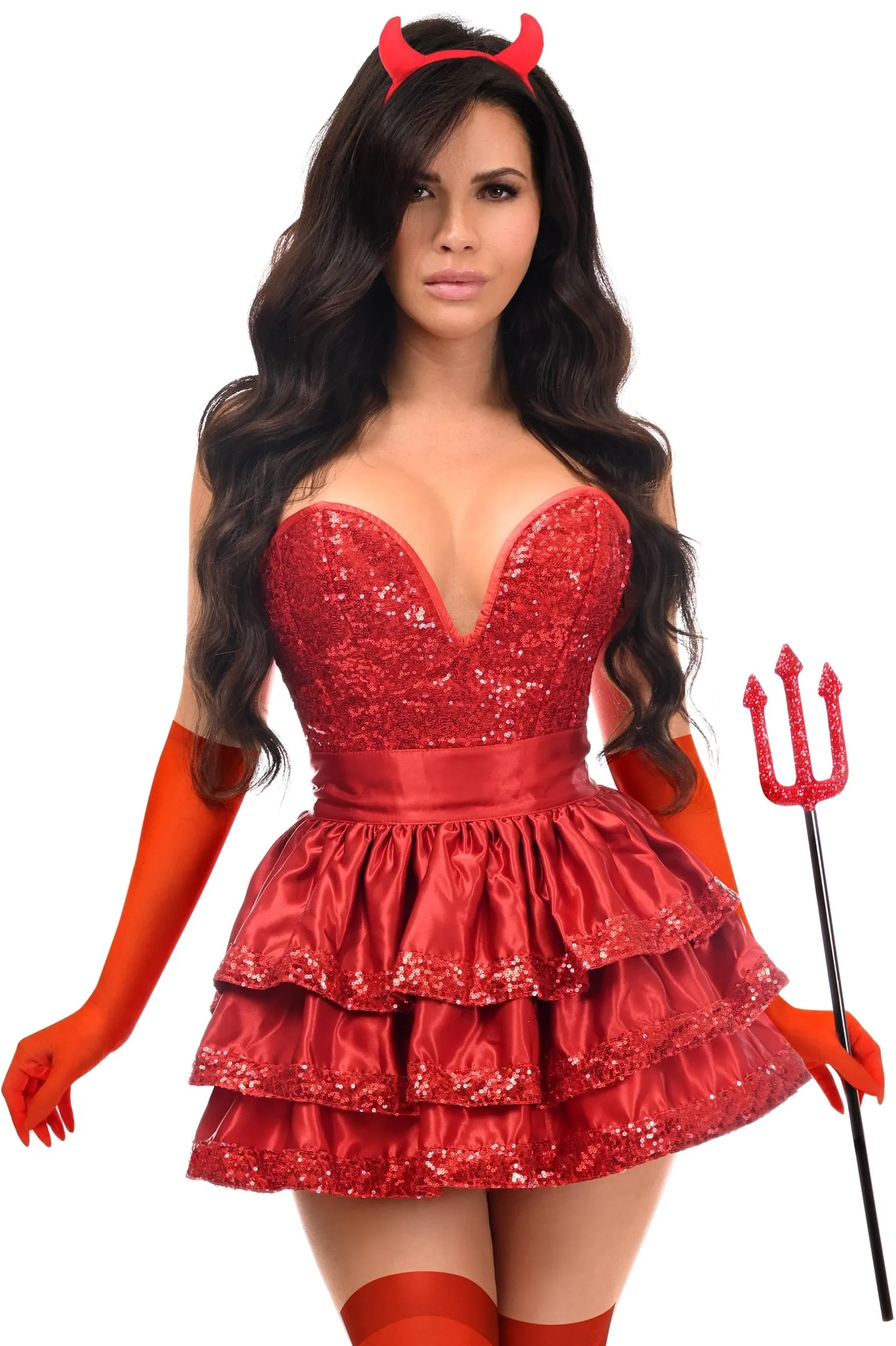 Glamorous 4 PC Corset Devil Costume with Accessories