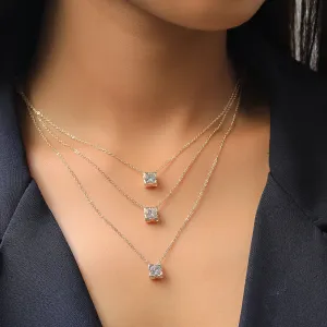 Gold Cube Necklace With Central Diamond