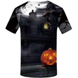 Halloween T shirts Men Pumpkin Tshirt Anime Moon Tshirts Casual Castle Shirt Print Harajuku T-shirts Graphic Short Sleeve