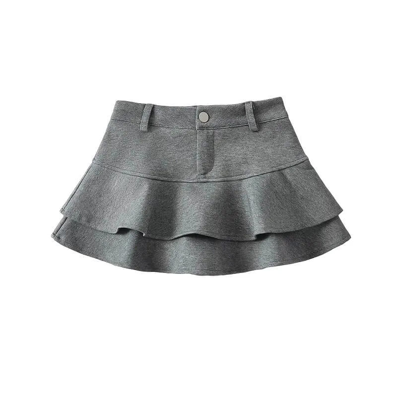 High-waist layered ruffle mini skirt