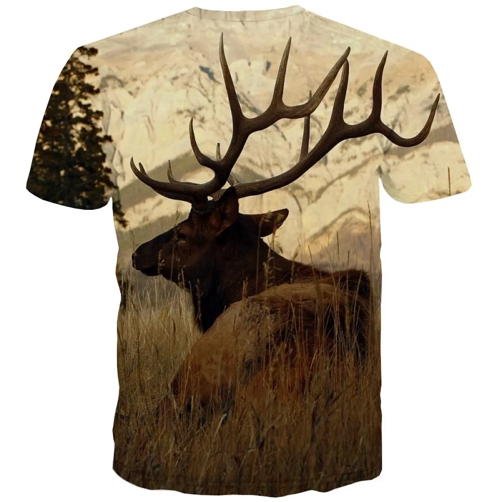 Hunting T-shirt Men Jungle T shirts Funny Deer T-shirts Graphic Shooter Tshirts Cool Camouflage Shirt Print