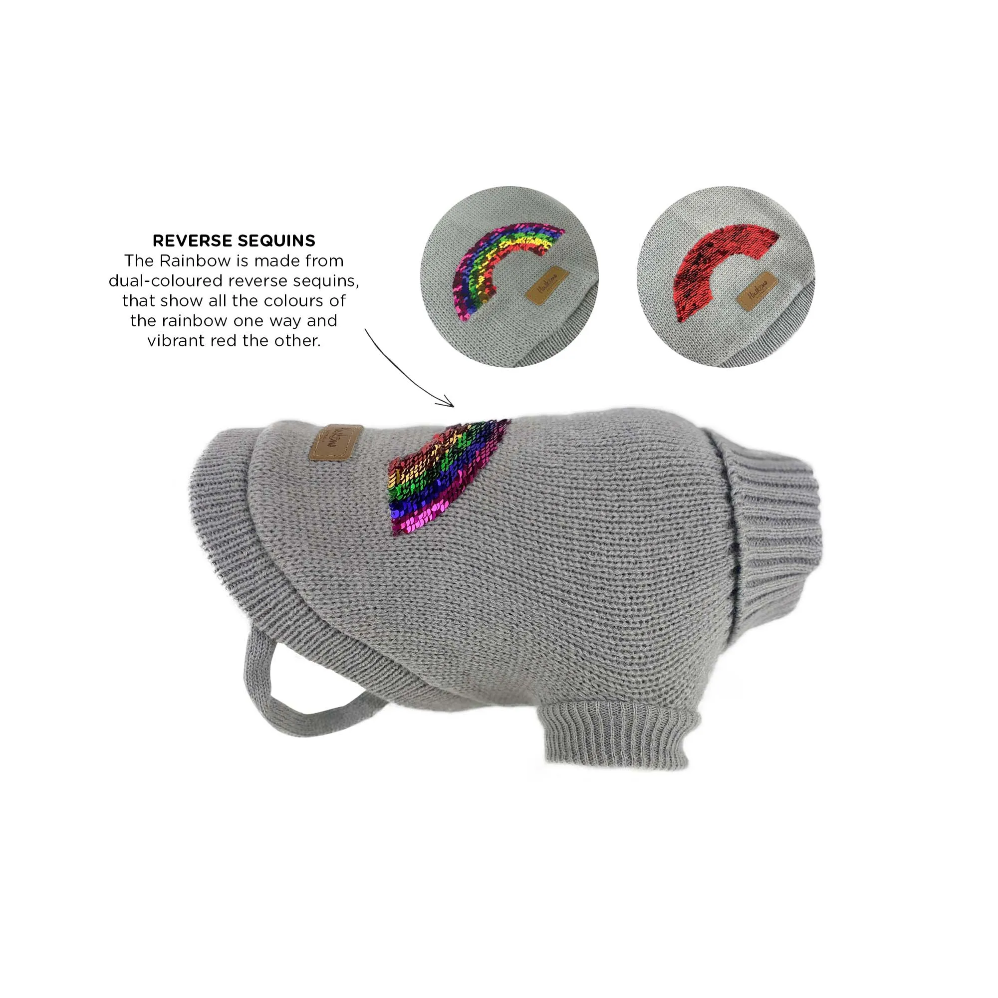 Huskimo Rainbow Dog Jumper Grey 67cm XLarge***