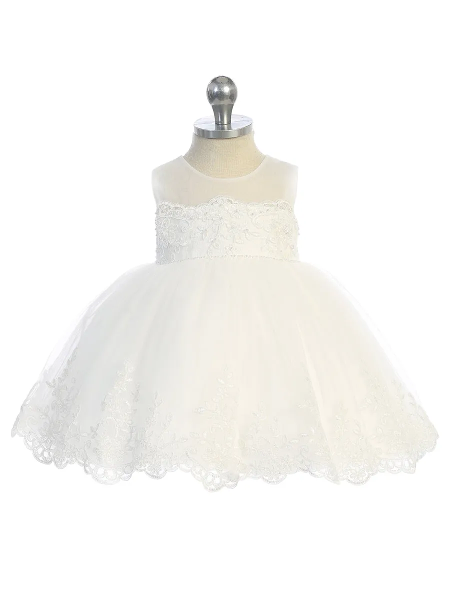 Illusion neckline Tulle Skirt Flower Girl Dress Infant 5801S