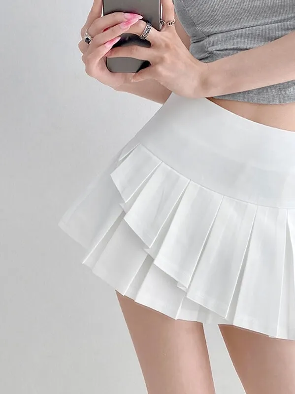 Irregular layered mini skirt