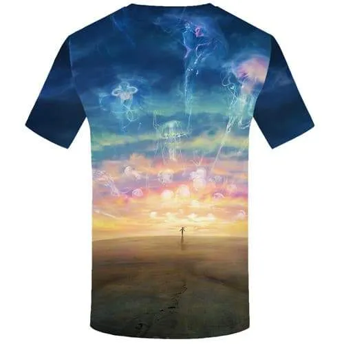 Jellyfish T shirts Men Character Tshirt Anime Psychedelic Shirt Print Galaxy T-shirts Graphic Nebula Tshirts Novelty